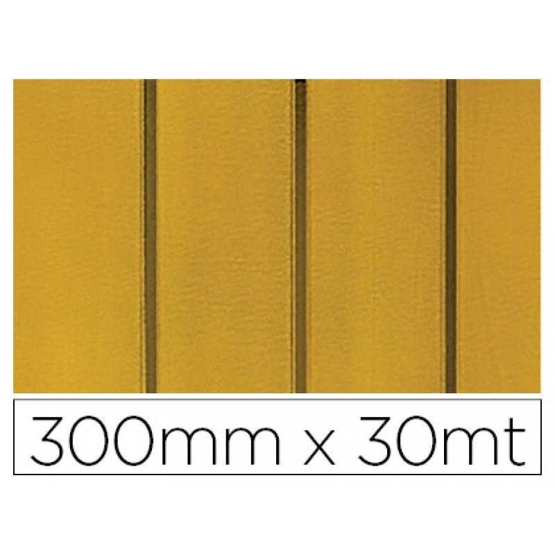 Papel fantasía colibri simple mate oro con rayas bobina 300 mm x 30 mt - Imagen 1
