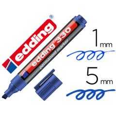 Rotulador edding marcador permanente 330 azul punta biselada 1-5 mm recargable - Imagen 1