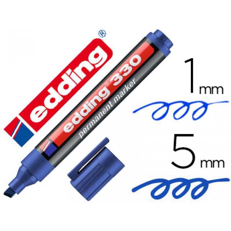 Rotulador edding marcador permanente 330 azul punta biselada 1-5 mm recargable - Imagen 1