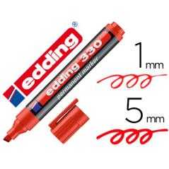 Rotulador edding marcador permanente 330 rojo punta biselada 1-5 mm recargable - Imagen 1