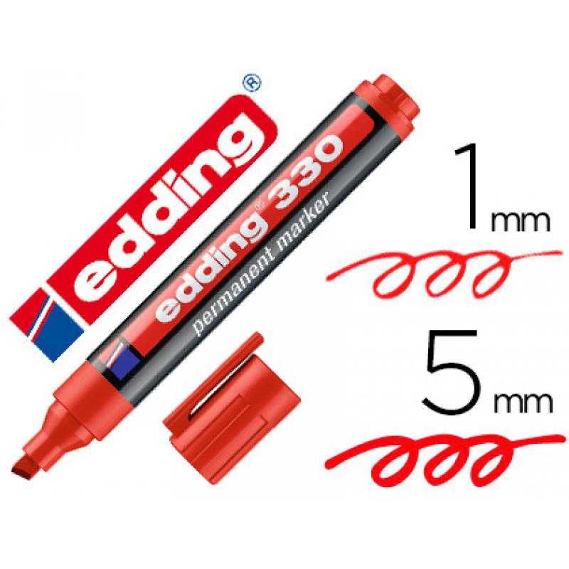 Rotulador edding marcador permanente 330 rojo punta biselada 1-5 mm recargable - Imagen 1