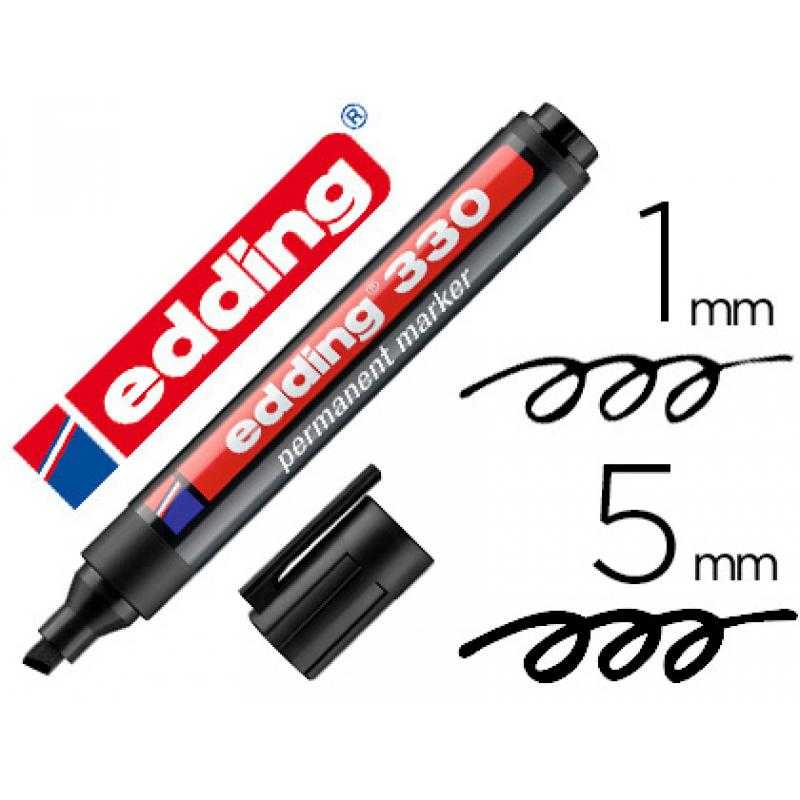 Rotulador edding marcador permanente 330 negro punta biselada 1-5 mm recargable - Imagen 1
