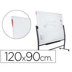 Pizarra blanca rocada lacada magnética con soporte volteable doble cara 90x120 cm - Imagen 1