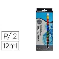 Pintura acuarela daler rowney simply caja de 12 colores surtidos tubo de 12 ml - Imagen 1