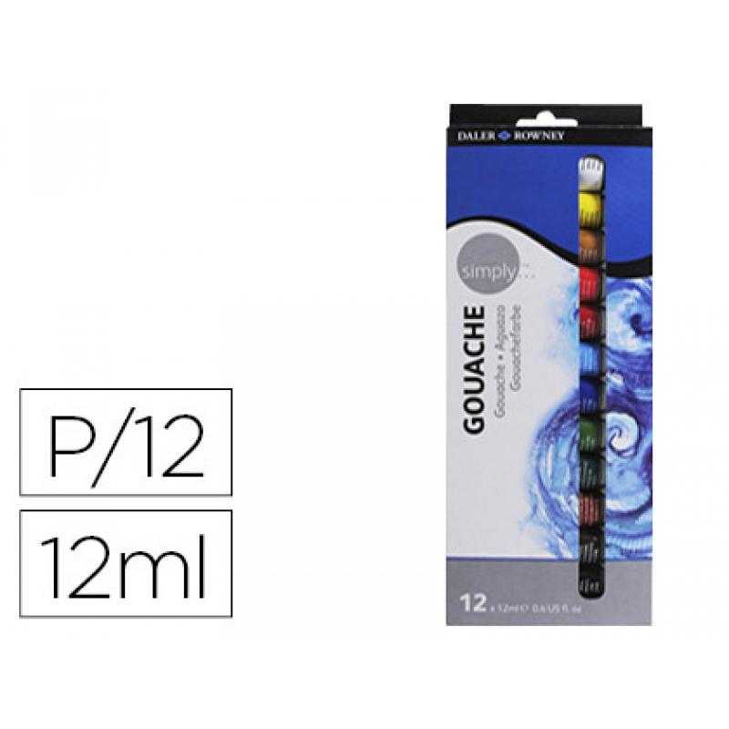 Pintura gouache daler rowney simply caja de 12 colores surtidos tubo de 12 ml - Imagen 1