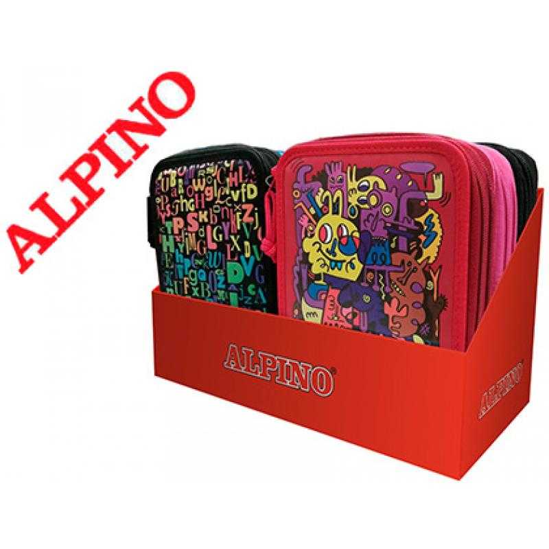 Plumier escolar alpino doble cremallera expositor de 6 unidades colores surtidos - Imagen 1