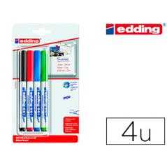 Rotulador edding para pizarra blanca 661 punta redonda 1-2 mm blister de 4 unidades colores surtidas recargable - Imagen 1