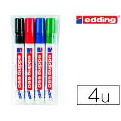 Rotulador edding para pizarra blanca 660 blister de 4 unidades colores surtidos recargable - Imagen 1