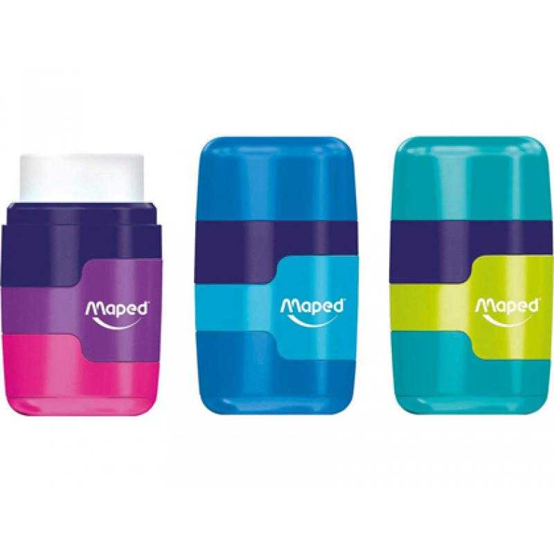 Sacapuntas plástico maped connect plástico 2 uso con goma colores surtidos - Imagen 1