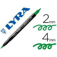 Rotulador lyra aqua brush acuarelable doble punta fina y pincel verde - Imagen 1