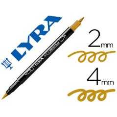 Rotulador lyra aqua brush acuarelable doble punta fina y pincel ocre dorado - Imagen 1