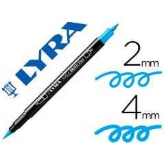 Rotulador lyra aqua brush acuarelable doble punta fina y pincel azul claro - Imagen 1