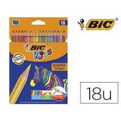 Lápices de colores bic evolution stripes caja de 18 colores surtidos - Imagen 1