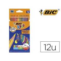 Lápices de colores bic evolution stripes caja de 12 colores surtidos - Imagen 1