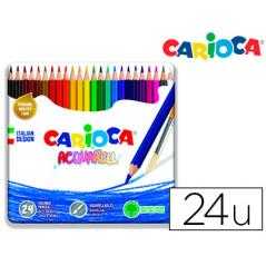 Lápices de colores carioca acuarelable caja metálica de 24 colores surtidos