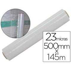 Film extensible manual bobina -ancho 500 mm. -largo 145 mt espesor 23 micras transparente