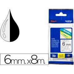 Cinta brother tze-111 transparente-negro 6mm longitud 8 mt
