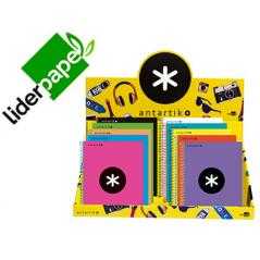 Expositor liderpapel antartik sobremesa cerrado 20 a4 micro tapa forrada 120h 100gr cuadro 5mm 5bandas 4taladros