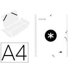 Carpeta liderpapel antartik gomas a4 3 solapas cartón forrado color blanco