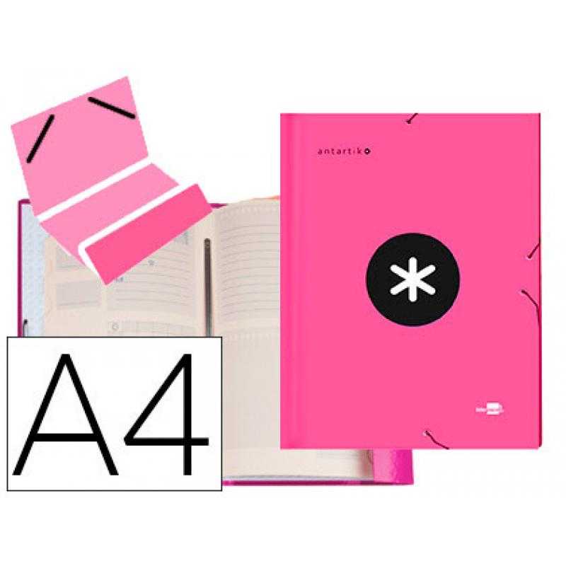Carpeta liderpapel antartik clasificadora a4 12 departamentos gomas cartón forrado color rosa