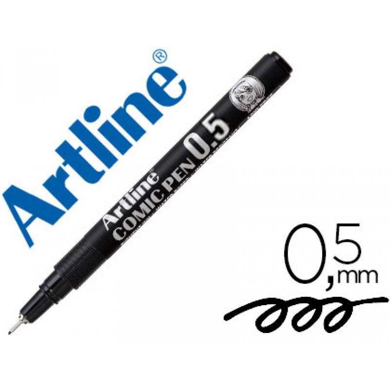 Rotulador artline calibrado micrométrico negro comic pen ek-285 punta poliacetal 0,5 mm resistente al agua