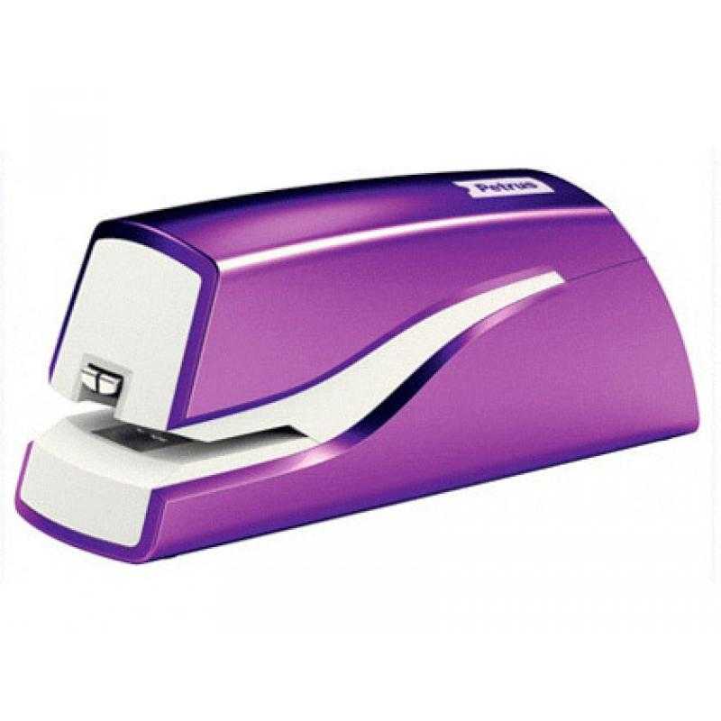 Grapadora petrus electrica e-310 wow violeta metalizado capacidad 12 hojas usa grapa nº 10 - Imagen 1