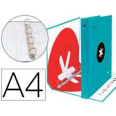 Carpeta 4 anillas 40 mm mixtas liderpapel antartik a4 forrada color turquesa
