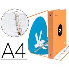 Carpeta 4 anillas 40 mm mixtas liderpapel antartik a4 forrada color naranja
