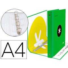 Carpeta 4 anillas 40 mm mixtas liderpapel antartik a4 forrada color verde