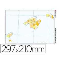 Mapa mudo color din a4 islas baleares politico