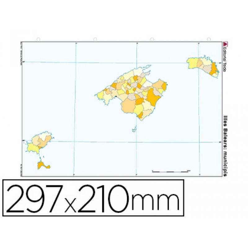Mapa mudo color din a4 islas baleares politico