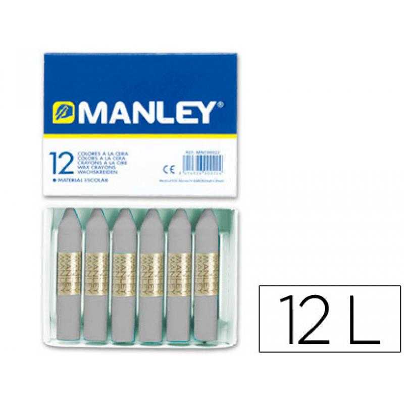 Lápices cera manley unicolor gris nº 72 caja de 12