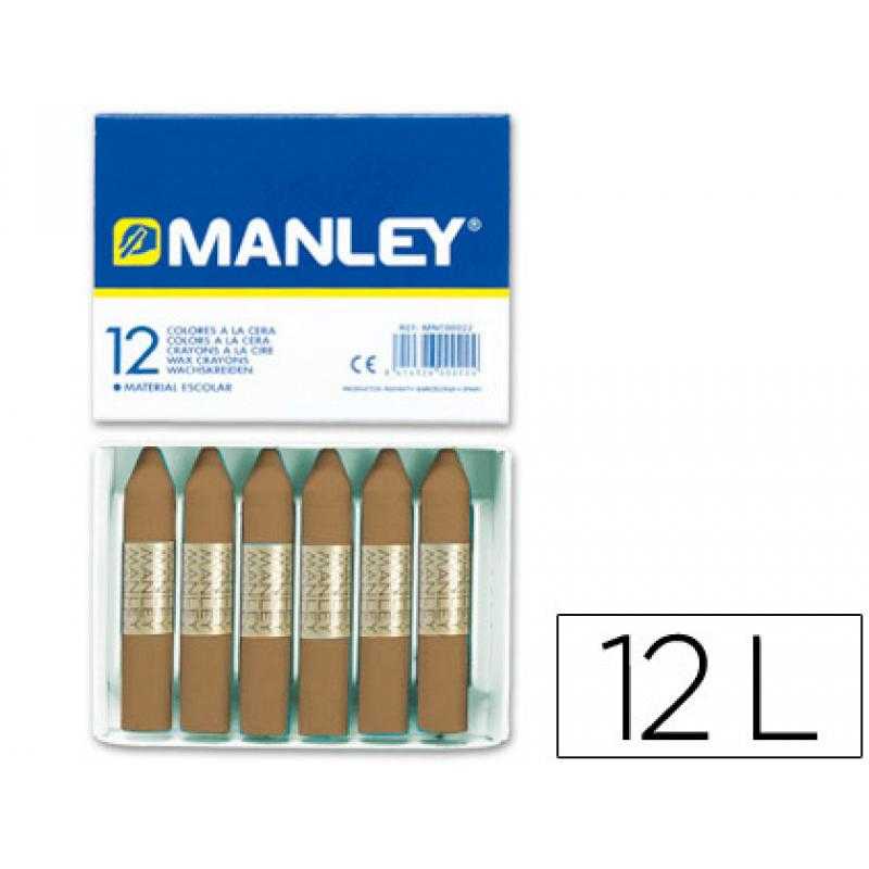 Lápices cera manley unicolor tierra sombra tostado nº 68 caja de 12