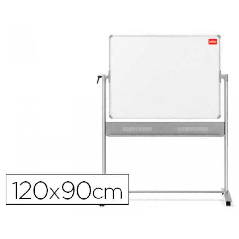 Pizarra blanca nobo movil prestige magnética de acero vitrificado marco aluminio negro 1200x900 mm