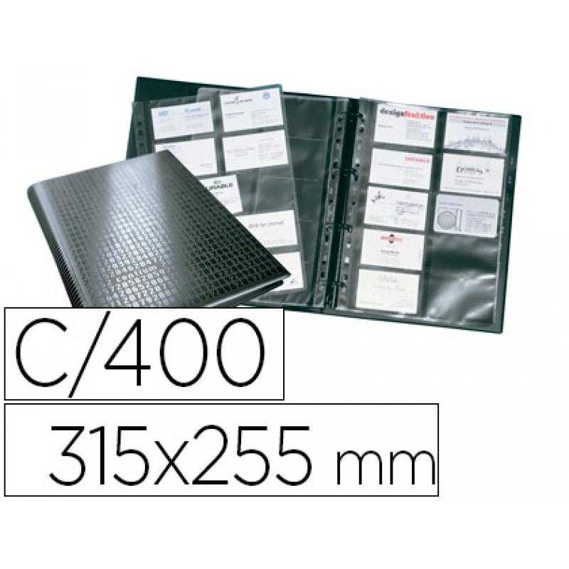 Tarjetero durable din a4 visifix centium 4 anillas 20 fundas con indice alfabetico para 400 tarjetas de visita