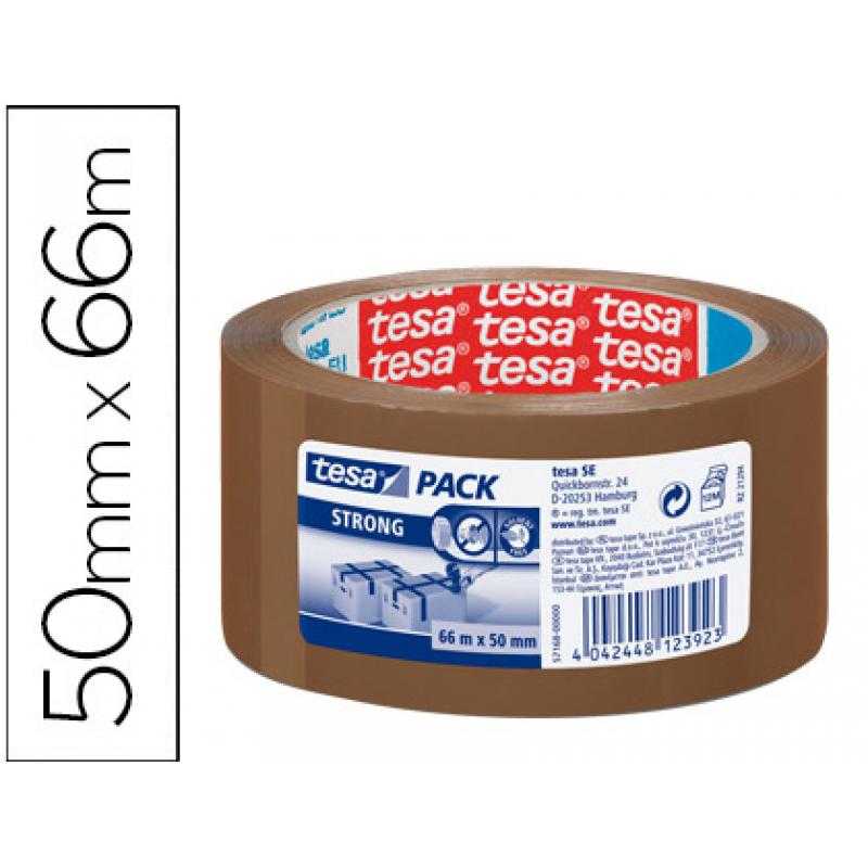 Cinta adhesiva tesa marron strong 66 mt x 50 mm para embalaje bajo ruido