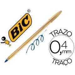 Bolígrafo bic cristal celebration oro tinta azul unidad