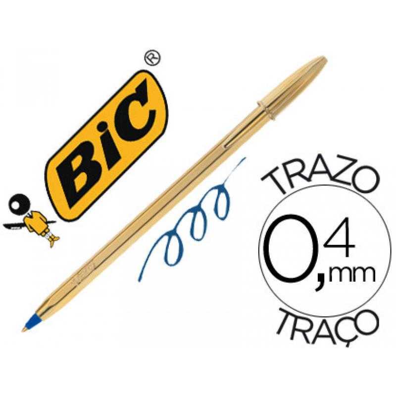 Bolígrafo bic cristal celebration oro tinta azul unidad