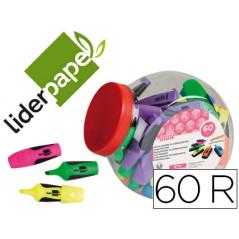Rotulador liderpapel mini fluorescente bombonera 60 unidades colores surtidos