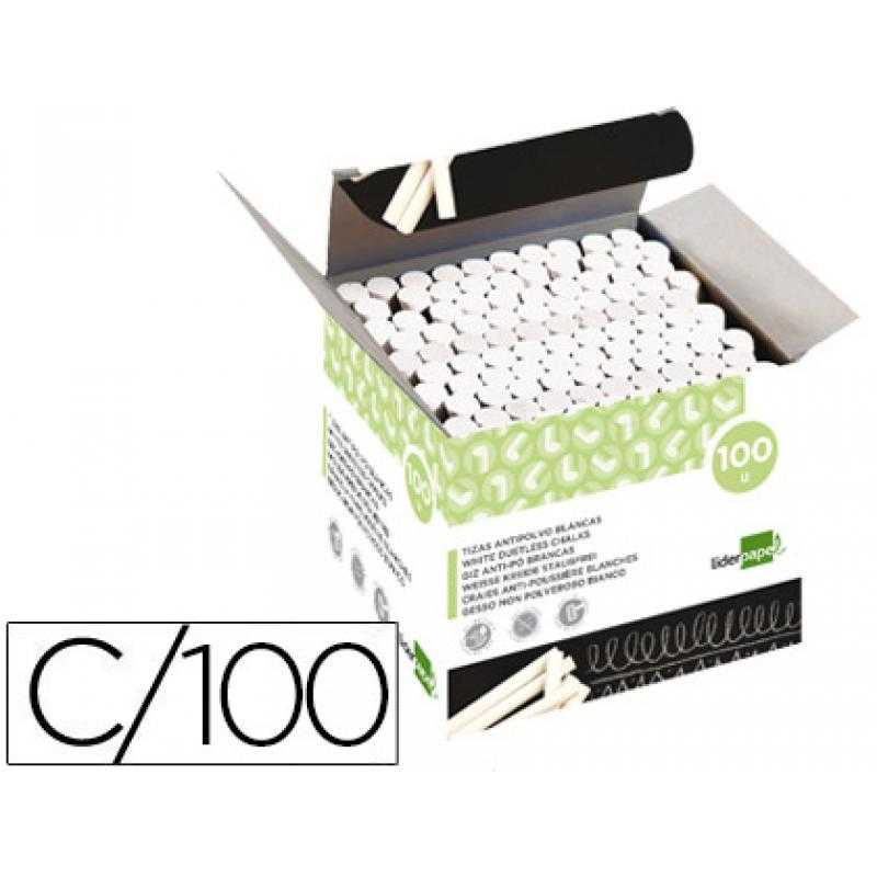 Tiza blanca antipolvo liderpapel caja de 100 unidades