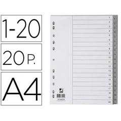 Separador numerico q-connect plástico 1-20 juego de 20 separadores din a4 multitaladro