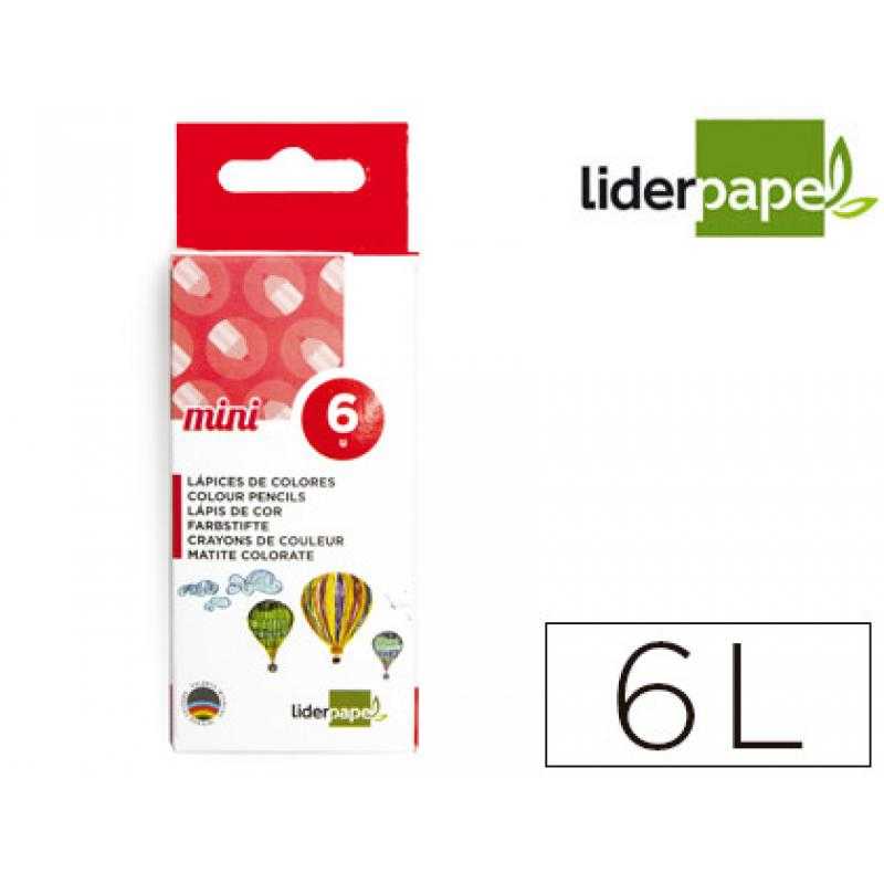 Lápices de colores liderpapel cortos caja de 6 colores