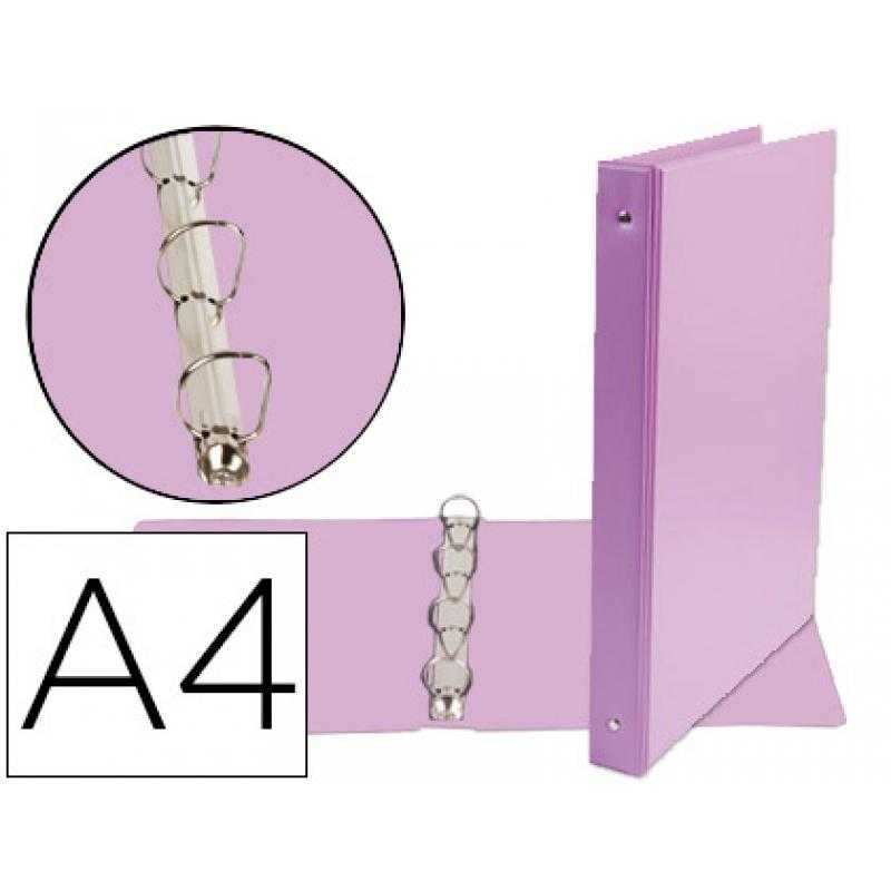 Carpeta de 4 anillas 25 mm mixtas liderpapel a4 cartón forrado pvc violeta