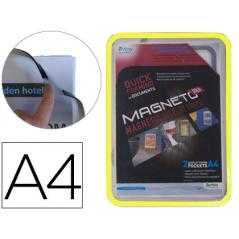 Marco porta anuncios tarifold magneto din a4 con 4 bandas magnéticas en el dorso color amarillo pack de 2 unidades