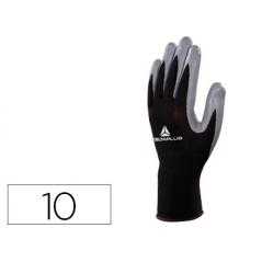 Guantes deltaplus de punto poliéster palma de nitrilo especial para mecanica grasas aceites negro-gris talla 10