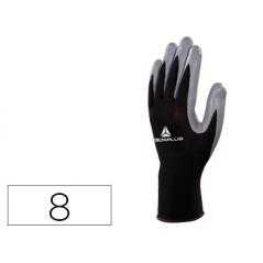 Guantes deltaplus de punto poliéster palma de nitrilo especial para mecanica grasas aceites negro-gris talla 8