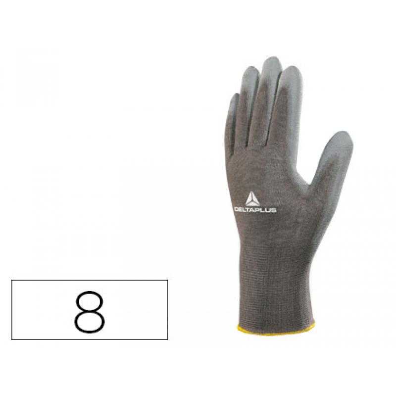 Guantes deltaplus poliéster antideslizante lavable especial para manipulacion y manutencion gris talla 8
