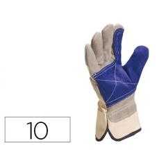 Guantes deltaplus docker serraje vacuno reforzado ideal para trabajos intensivo color gris-azul talla 10