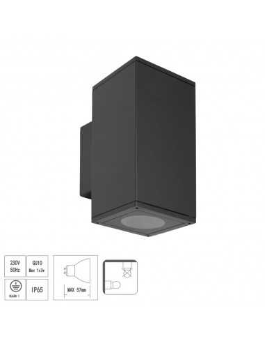 Lampara Aplique Doble GU10 IP65 Negro