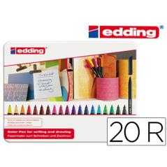 Rotulador edding punta fibra 1200 caja de 20 colores surtidos punta redonda 0,5 mm